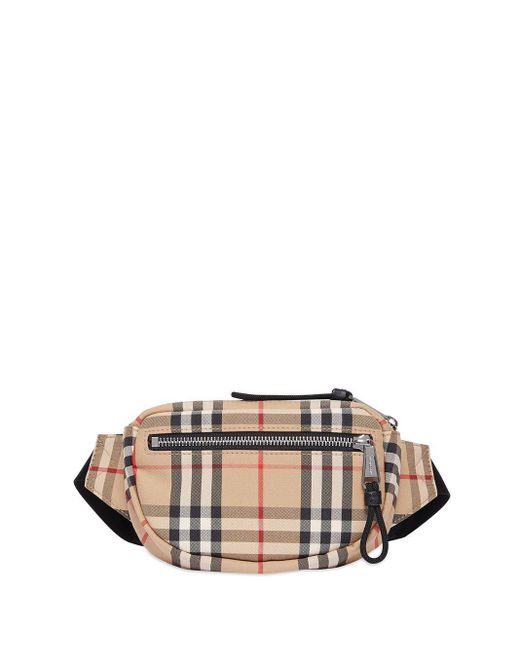 BURBERRY: pouch in Vintage Check print fabric - Beige | Burberry belt bag  8062945 online at