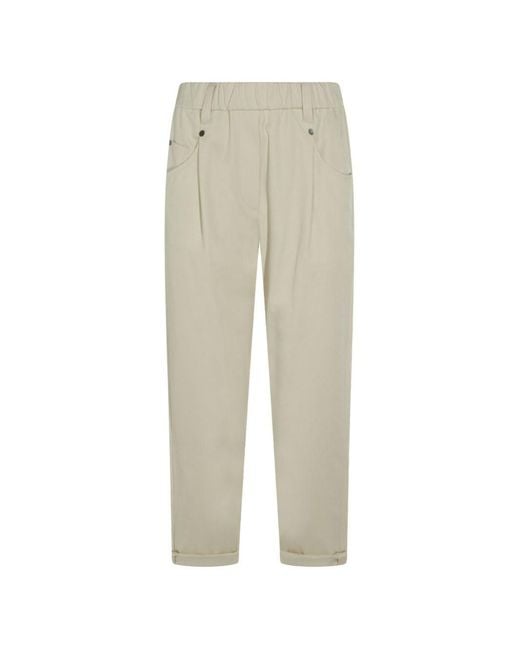 Brunello Cucinelli Natural Relaxed Elasticated Pants