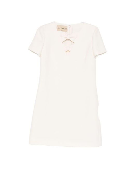 Valentino White Wool And Silk Blend Short Dress
