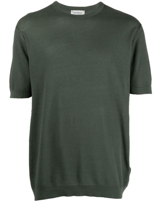 John Smedley Green Fine Knit T-shirt for men