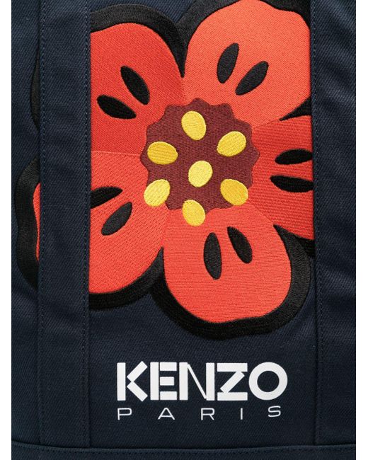 KENZO Blue Boke Flower Embroidered Tote Bag for men