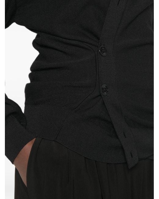 Lemaire Black Wool Blend Twisted Cardigan