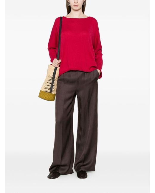 Be You Red Cotton Boat-Neck Sweater