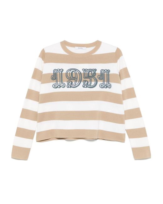 Max Mara White Wool Striped Sweater