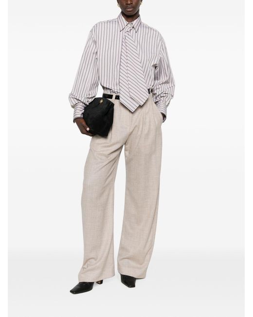 Brunello Cucinelli White Wool Wide-Leg Trousers
