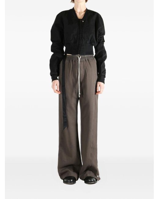 Rick Owens Black Cotton Cropped Bomber Jacket