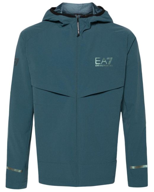 EA7 Blue Logo Nylon Blouson Jacket for men