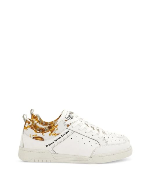 Versace Jeans Couture White Sneaker With Baroque Detail for men