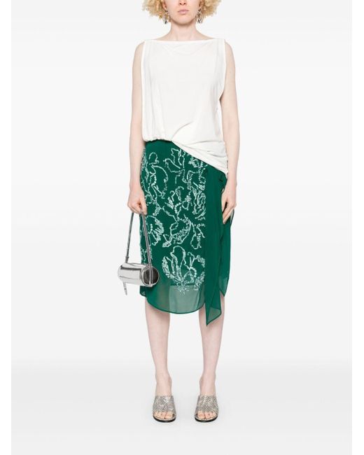 Dries Van Noten Green Sima Ebmroidered Skirt