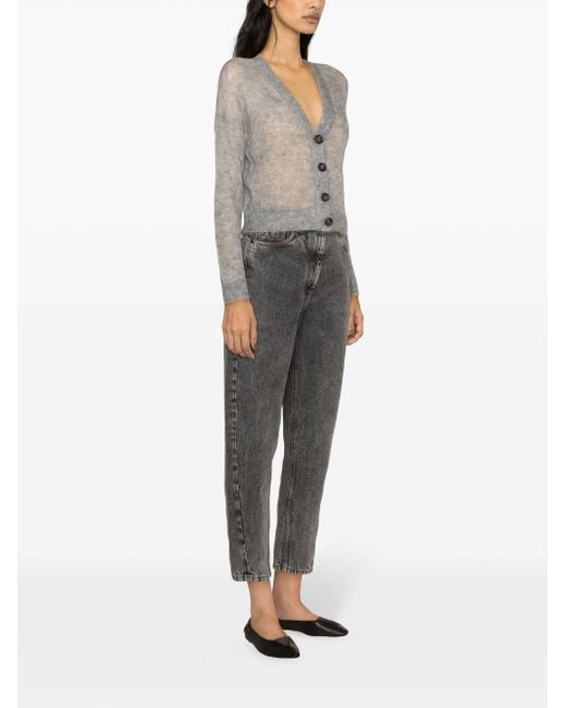 Brunello Cucinelli Gray Button-Up Cropped Cardigan