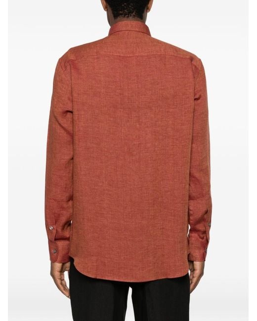 Brioni Red Linen Shirt for men