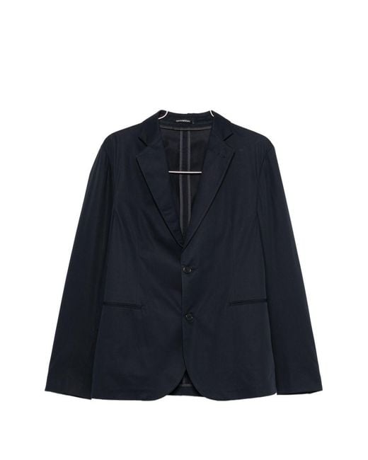 Emporio Armani Blue Cotton Single-Breasted Suit for men