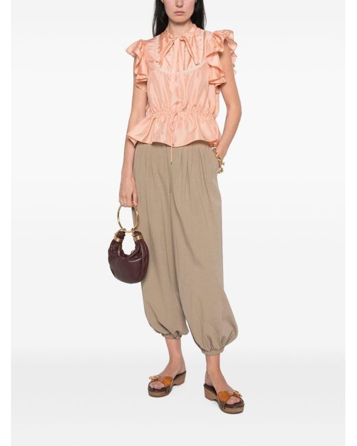Chloé Pink Silk Rouched Top