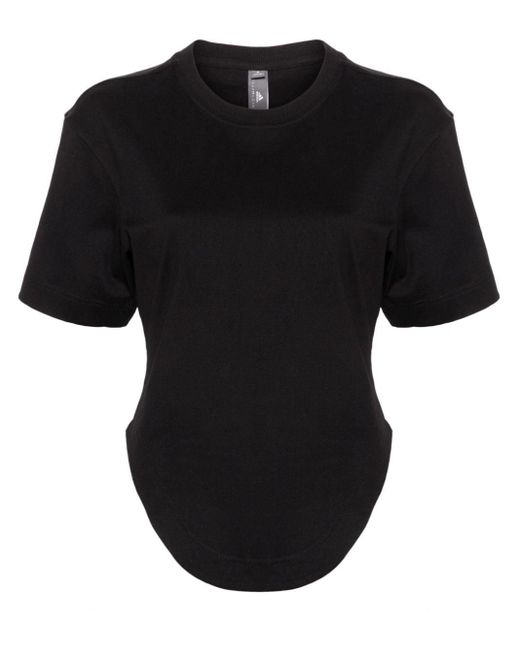 Adidas By Stella McCartney Black Elasticated-waist Organic-cotton T-shirt
