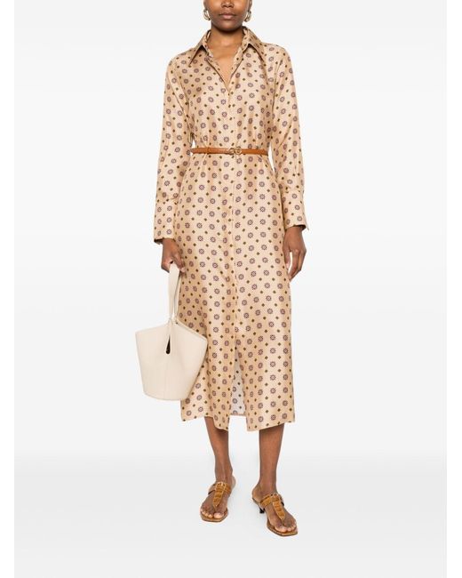 Alberto Biani Natural Silk Chemisier Dress