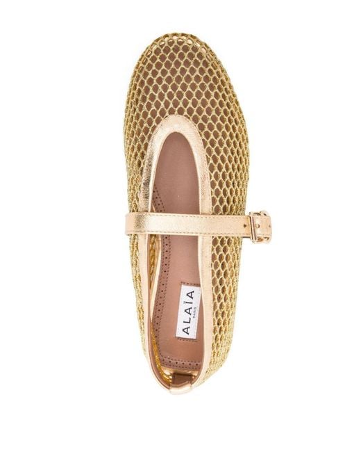 Alaïa Natural Fishnet Ballet Flats