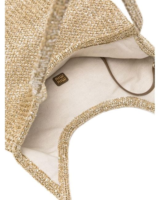 Miu Miu Natural Ivy Sequined Net Shoulder Bag