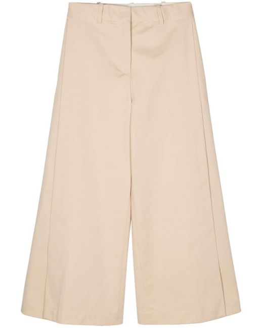 Semicouture Natural Wide-leg Cotton Trousers
