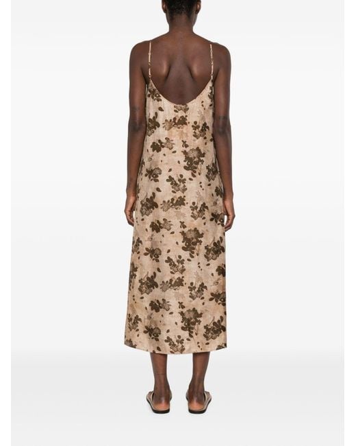 Uma Wang Natural Anaya Printed Long Dress