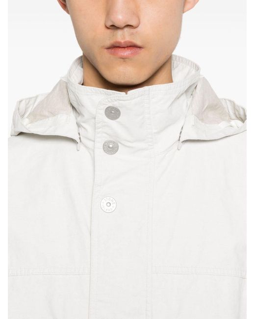 Stone Island White Logo-print Hooded Jacket for men