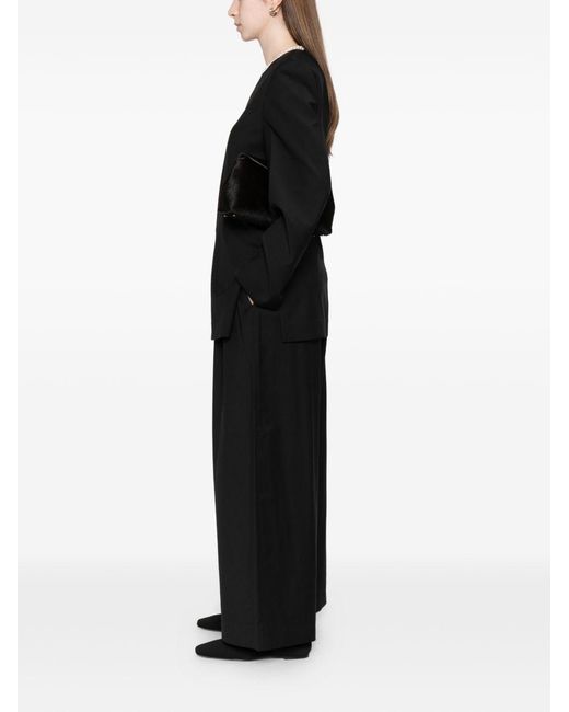Totême Black Wool Drawstring Trousers