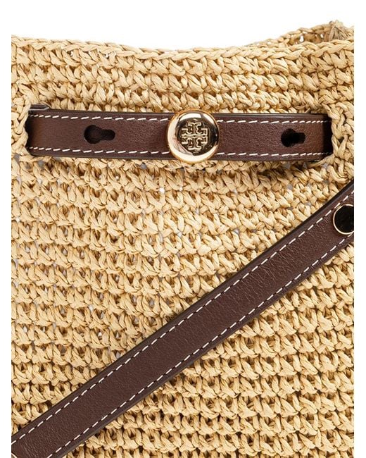 Tory Burch Metallic Romy Straw Bucket Bag