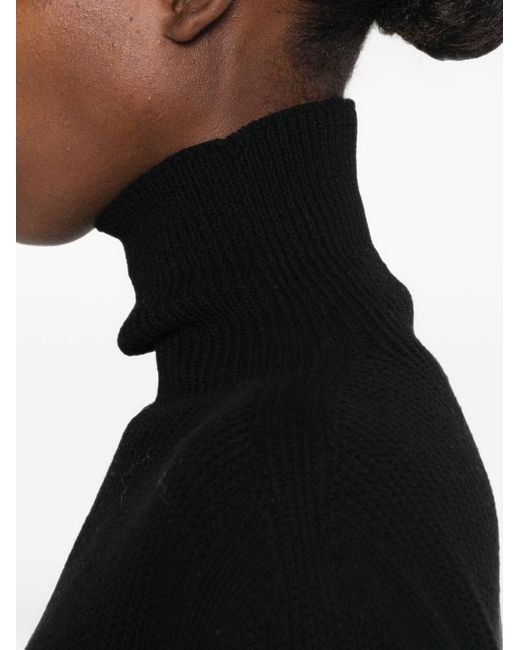 Rick Owens Black Wool Turtle-Neck Sweater