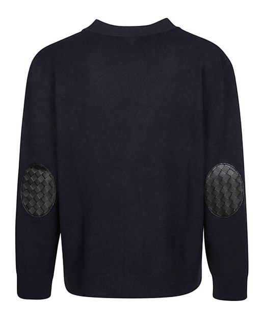 Bottega Veneta Blue Cardigan With Logo for men