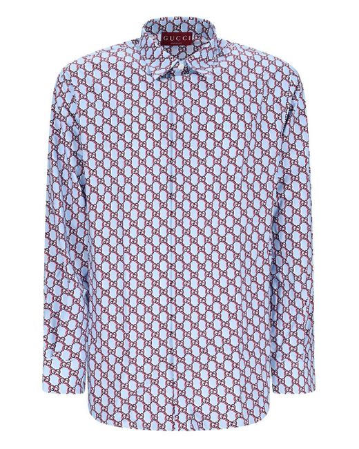 Gucci Blue Regular Gg Shirt for men