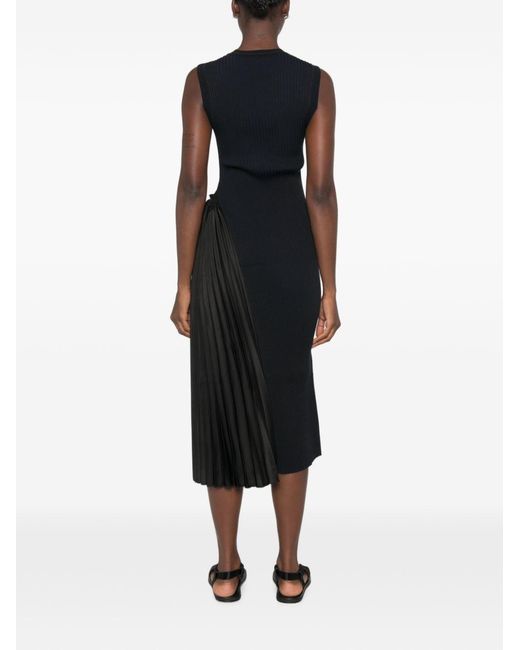 Emporio Armani Black Pleated Midi Dress