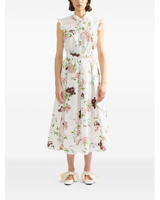 Erdem White Floral Print Top