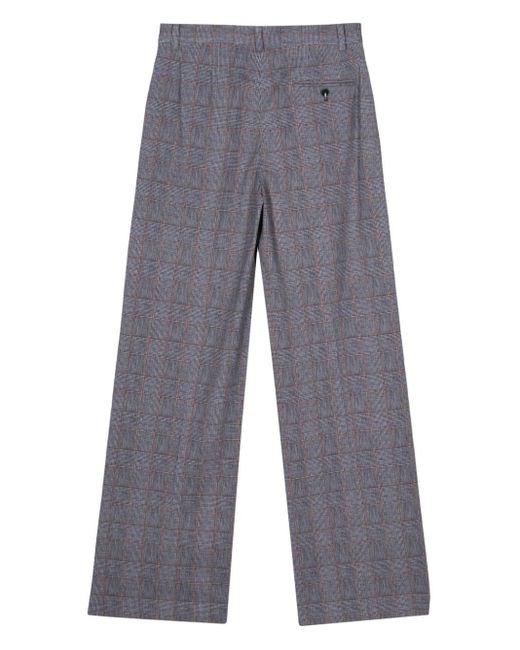Circolo 1901 Gray Check-pattern Straight-leg Trousers