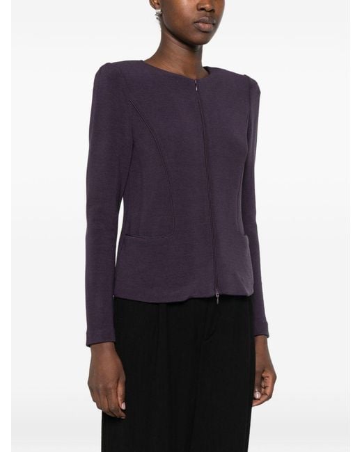 Emporio Armani Blue Zipped Blazer Jacket