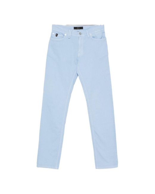 Brioni Blue Five-Pocket Logo-Patch Jeans for men