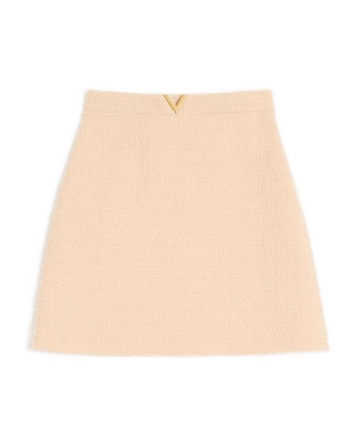 Valentino Natural Vlogo Signature Wool Skirt
