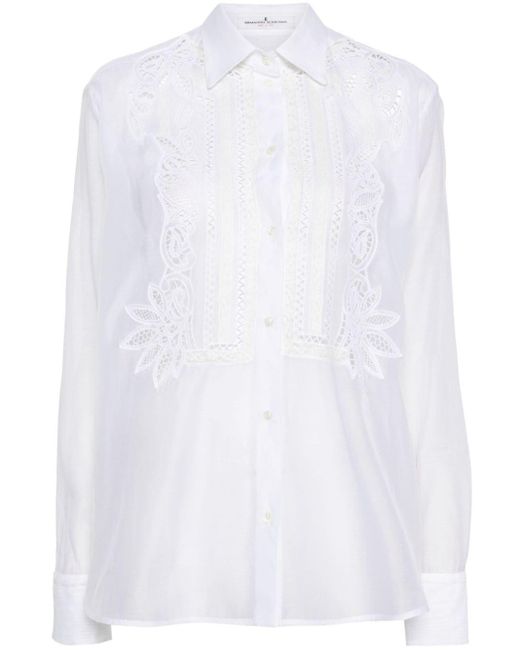 Ermanno Scervino White Cut-out Detail Semi-sheer Blouse