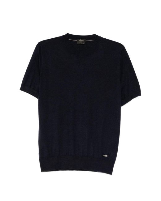 Brioni Black Cashmere And Silk Blend T-Shirt for men