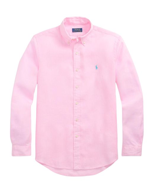 Polo Ralph Lauren Pink Linen Shirt for men