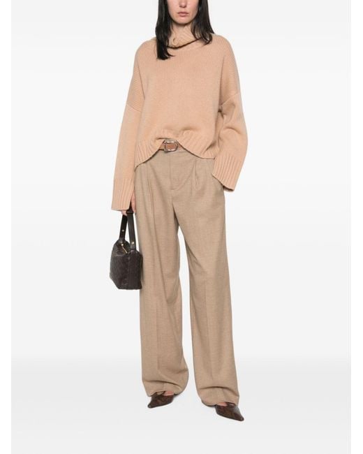 Soft Goat Natural Cashmere Turtle-Neck Sweater