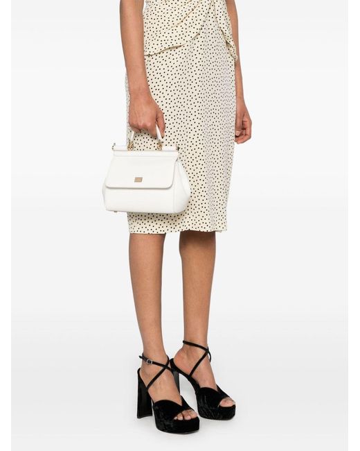 Dolce & Gabbana White Sicily Medium Leather Handbag