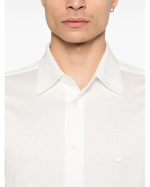 Emporio Armani White Cotton Blend Shirt for men