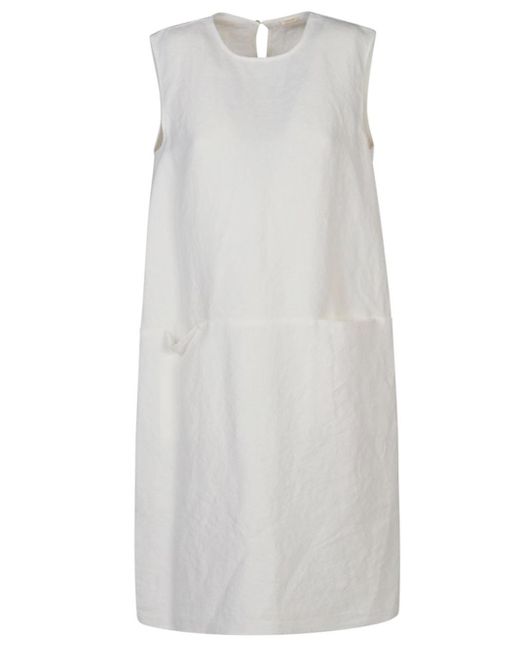 Apuntob White Linen Midi Dress