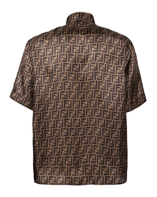 Camicia Con Logo di Fendi in Brown da Uomo