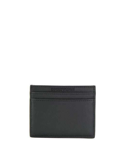 Emporio Armani Logo Credit Card Case Holder in Black for Men - Save 4% ...