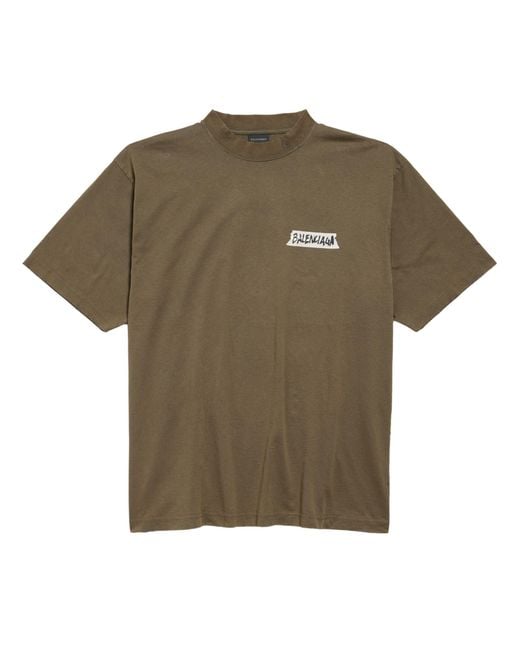 Balenciaga Green T-Shirt Masking Tape for men