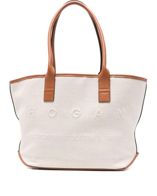 Borsa Tote Piccola Script di Hogan in White