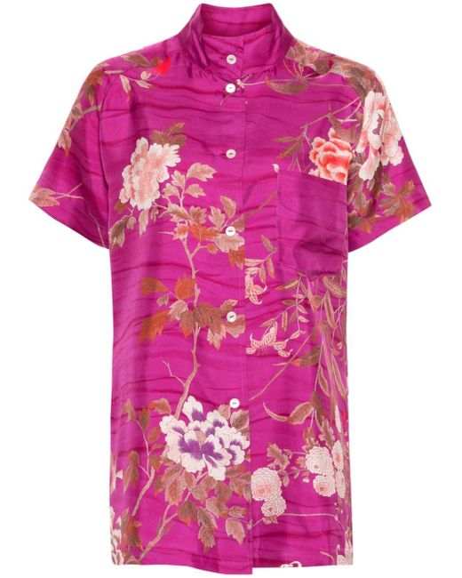 Pierre Louis Mascia Pink Cialda Mix-print Silk Shirt