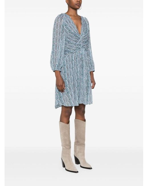IRO Blue Ruline Short Dress