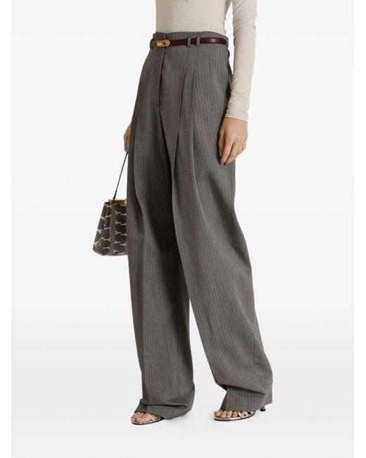 Alberta Ferretti Gray Wool Blend Tailoring Trousers