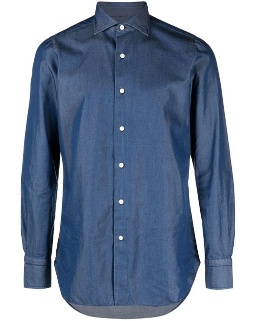 Finamore 1925 Regular Fit Denim Shirt in Blue for Men | Lyst UK